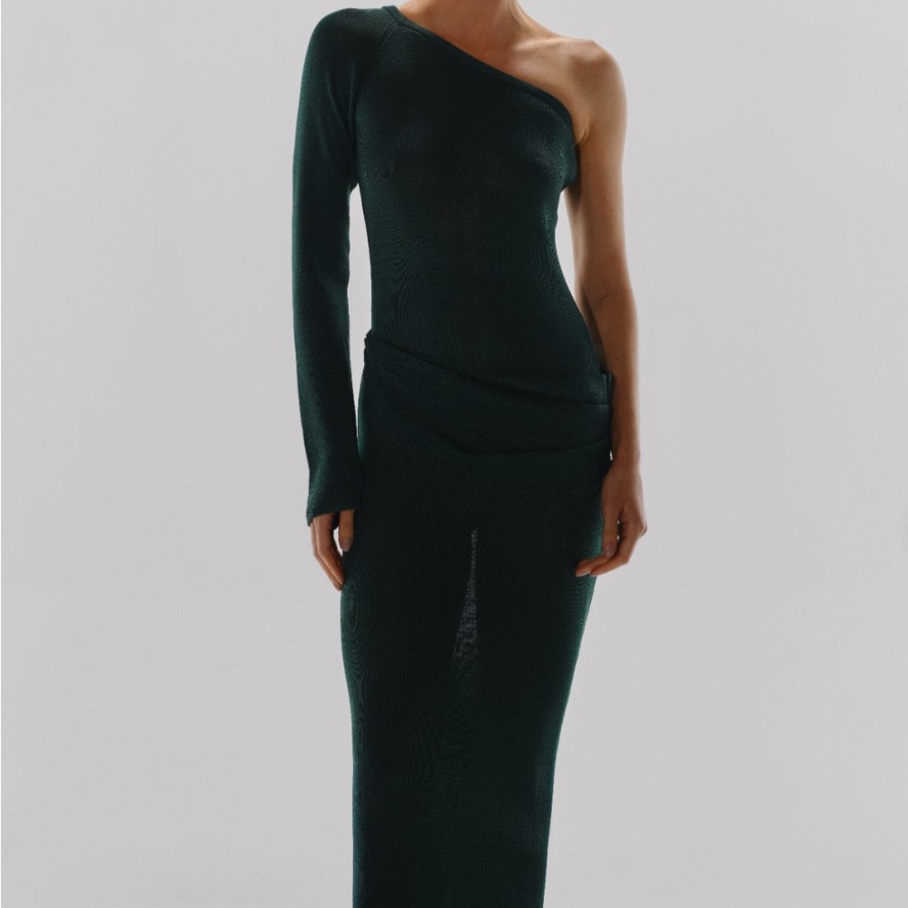 Baobab Collection One-Shoulder Dark Green Dress